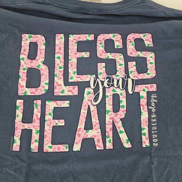 Southernology Bless Your Heart Blue Graphic Tee T-Shirt Women's Size 2XL 3675 - Picture 2 of 5